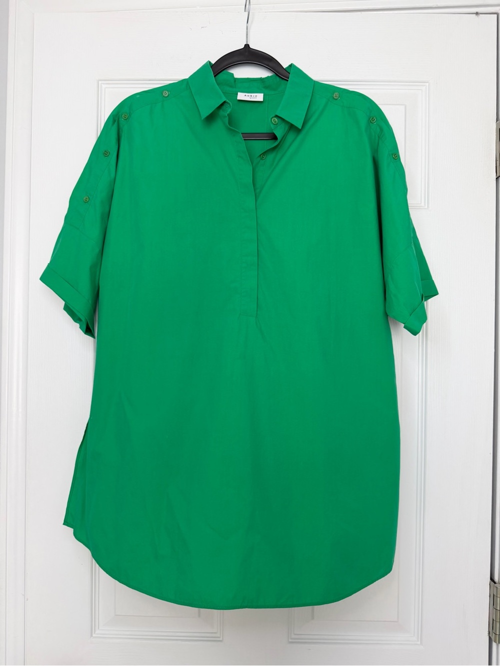 Akris Punto Size 12 • Green Cotton Blouse Top.